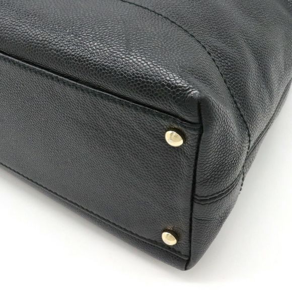 Chanel Wood Chain Shoulder Bag Shawl Caviar Skin Leather Black - Picture 3 of 9